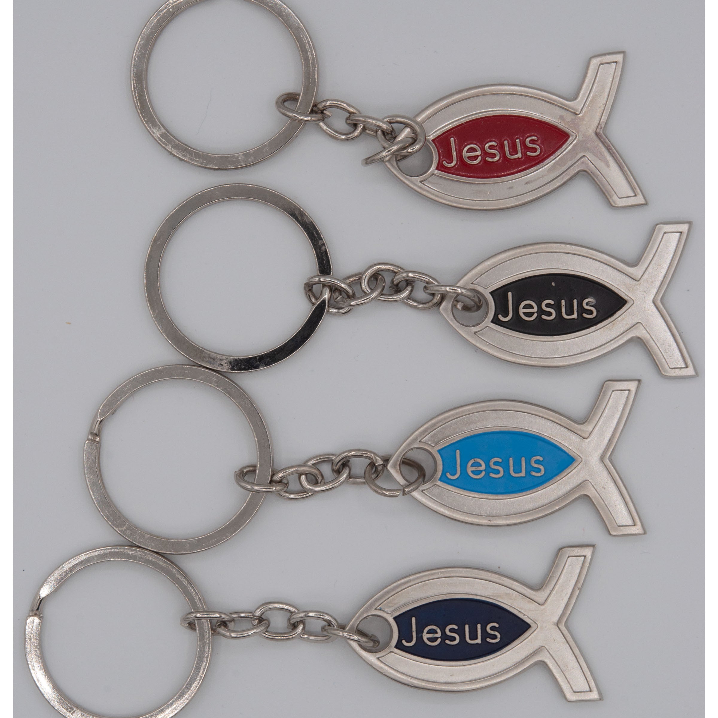 Jesus Fish Color Fill Metal Keychain