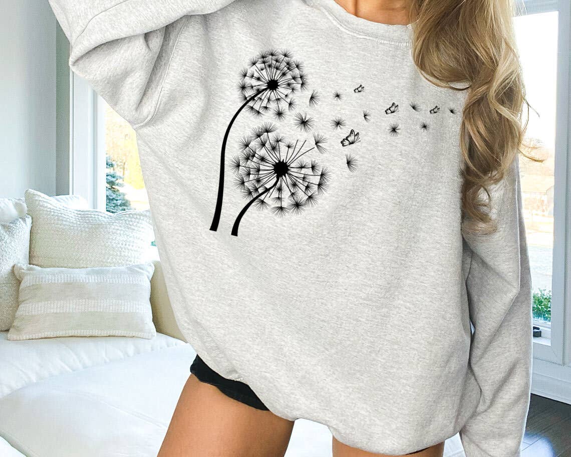 Dandelion in the Wind - Boho Nature Outdoors Sweatshirt