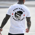 [Sale up to 50%] FUN FACT I DON'T CARE Skull Print Men's T-shirt, Top Menswear, Cotton Tee Shirt Casual Streetwear