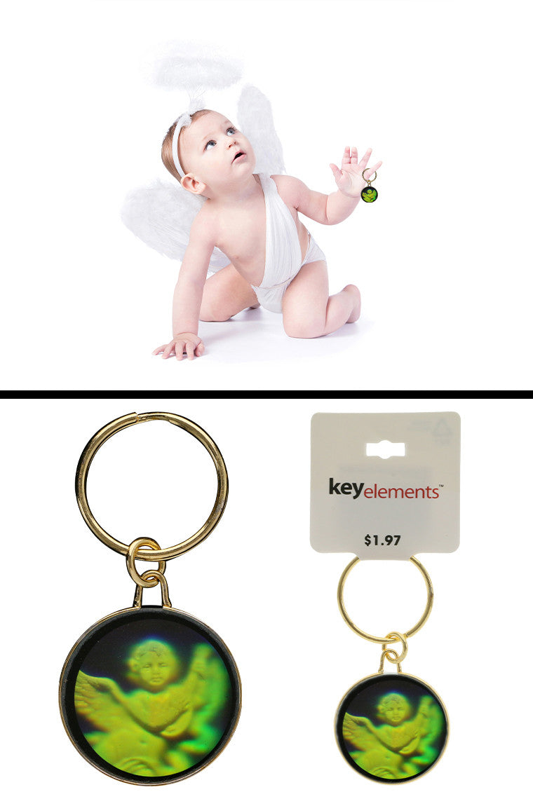 Holographic Cherub Religious Theme Key Chain KEKC4244